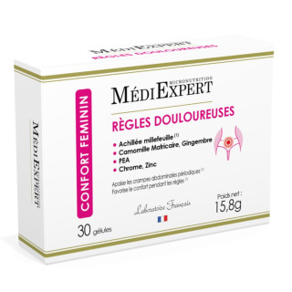Règles douloureuses MédiExpert Médiprix - Crampes abdominales périodiques - 30 gélules