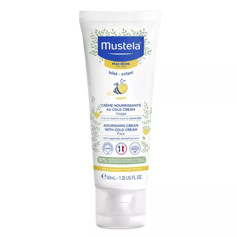 Crème nourrissante visage cold cream Mustela Bébé - Peaux sèches - 40ml