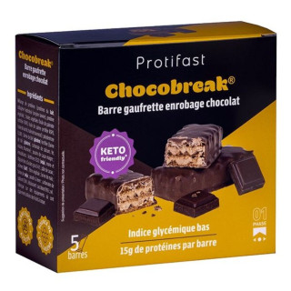 Barre protéinée gaufrette enrobée chocolat Chocobreak Protifast – 5 barres de 42g
