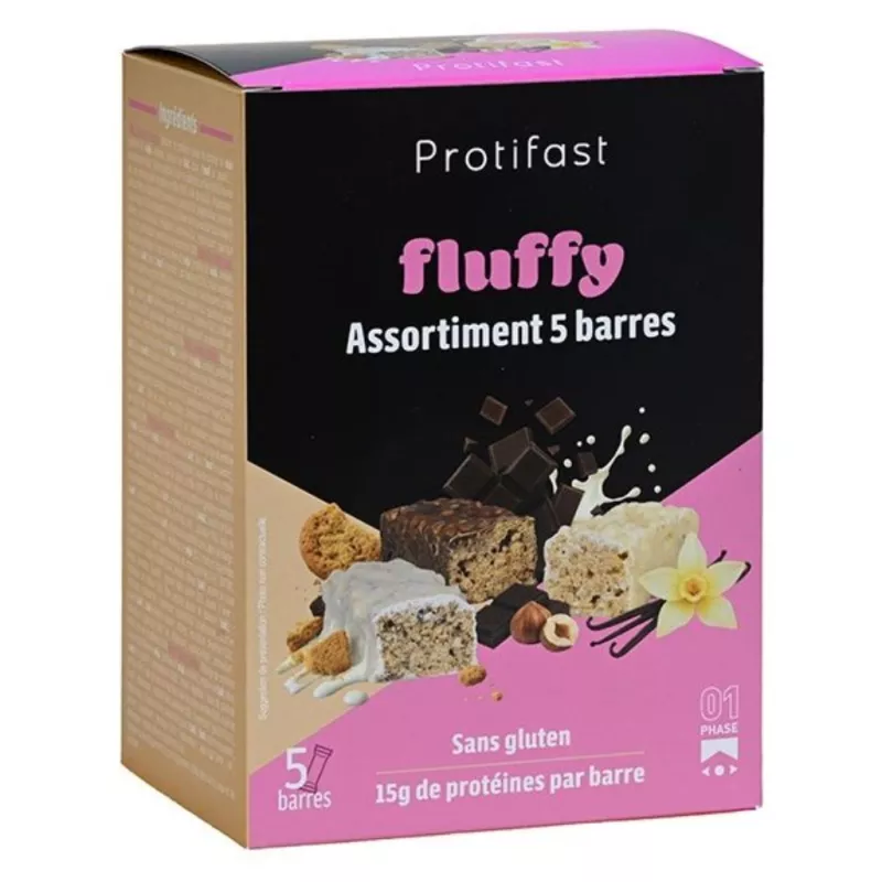 Assortiment découverte de 5 barres protéinées Fluffy Protifast - 5 saveurs