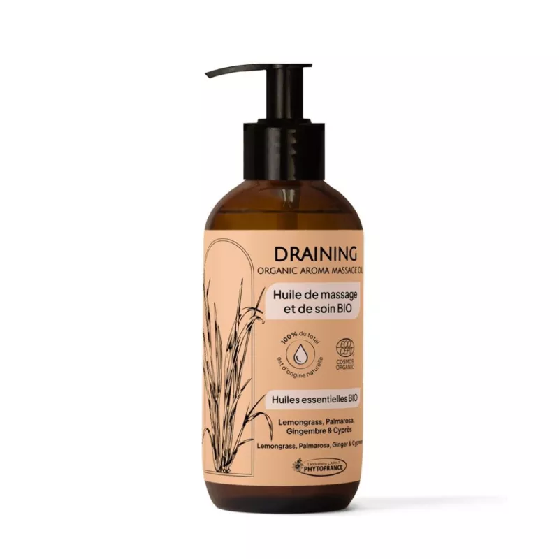 Huile de massage au Citron Bio Draining Phytofrance - Confort circulatoire - 500ml