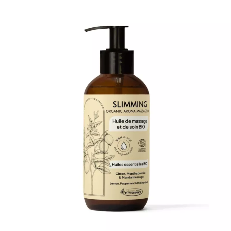 Huile de massage au citron, menthe poivrée & mandarine rouge Slimming Phytofrance - Beauté de la peau - 500ml