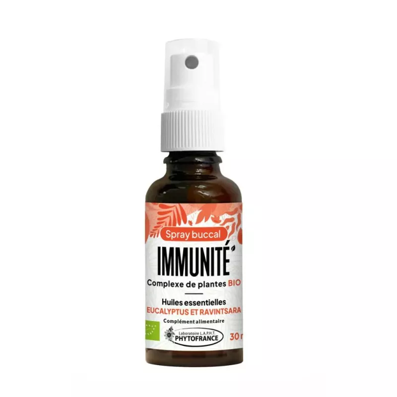 Spray buccal Immunité aux huiles essentielles d'eucalyptus radié et de ravintsara Bio Phytofrance- 30ml