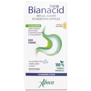 NeoBianacid acidité et reflux Aboca - Gastro-œsophagienne - 70 comprimés à sucer goût citron