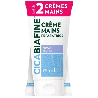 Crème mains réparation intense Cicabiafine - Mains sèches à très sèches - 2x75ml