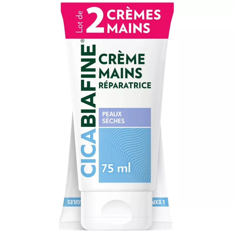 Crème mains réparation intense Cicabiafine - Mains sèches à très sèches - 2x75ml