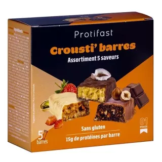 Assortiment 5 saveurs Crousti' barres sans gluten Protifast - 5 barres