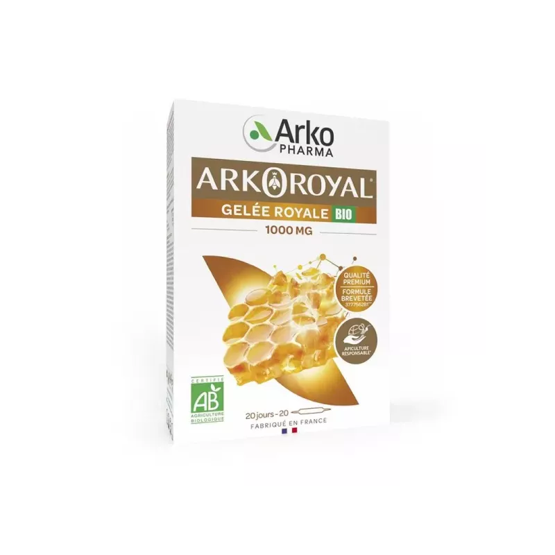 Arkoroyal gelée royale bio 1000 mg - 20 ampoules