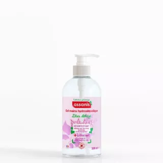 Assanis Gel hydroalcoolique sans rinçage mains - Senteur lilas délicat - 500ml