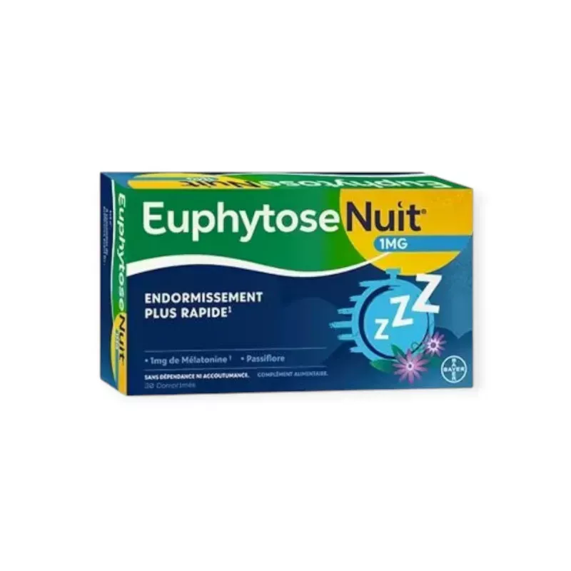 Euphytose Nuit à la Mélatonine - Sommeil réparateur - 30 comprimés