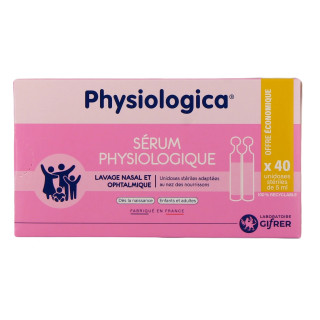 Sérum physiologique Gifrer - Lavage nasale - 40 unidoses de 5ml