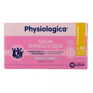 Sérum physiologique Gifrer - Lavage nasale - 40 unidoses de 5ml