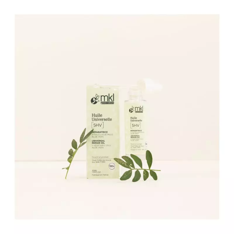 Packshot du flacon Mkl Huile Universelle Réparatrice Bio à l'Aloe Vera et aux huiles de Sésame & Ama