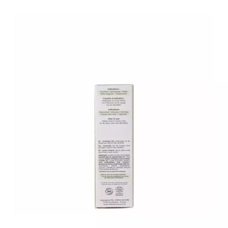 Packshot flacon 30ml Mkl Huile Universelle Réparatrice Bio à l'Aloe Vera et aux huiles de Sésame & A
