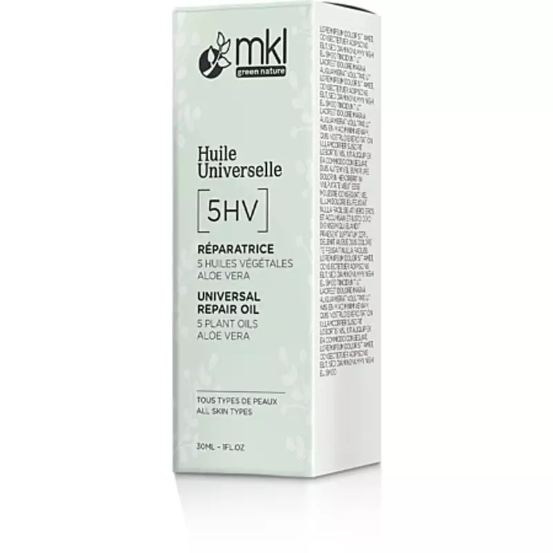 Packshot du flacon de Mkl Huile Universelle Réparatrice Bio à l'Aloe Vera et aux huiles de Sésame & 