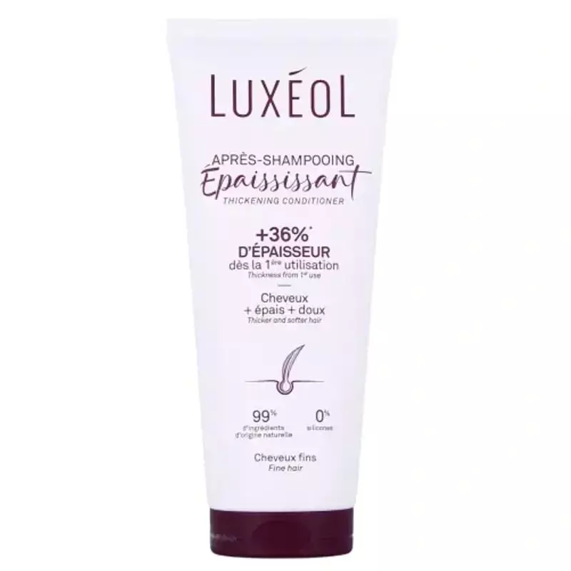 Packshot flacon Luxeol Après-Shampooing Épaississant sans silicone - 200ml, soin volume pour cheveux