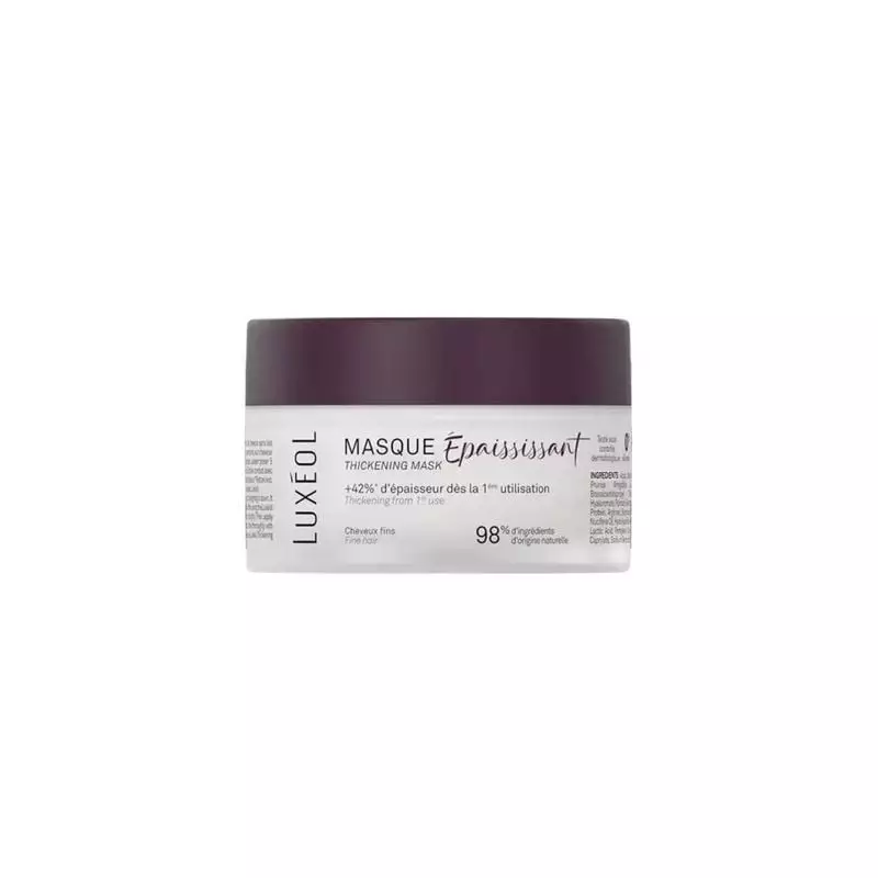 Packshot Luxéol Masque Épaississant pour cheveux fins, +42% de diamètre - 200ml, soin volumisant nat