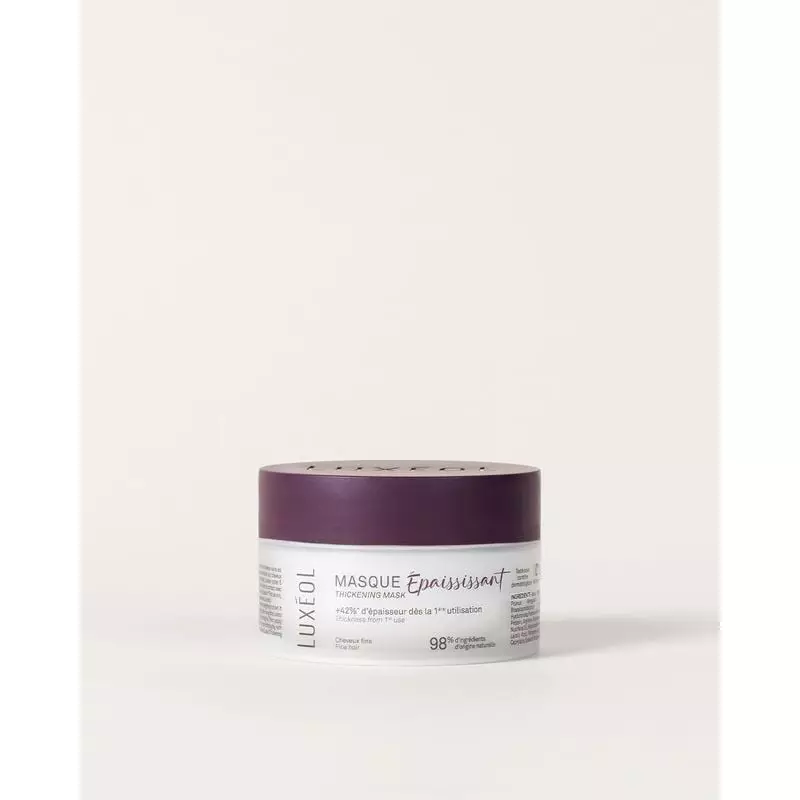 Packshot Luxéol Masque Épaississant pour cheveux fins, +42% de diamètre - 200ml, flacon crème élégan