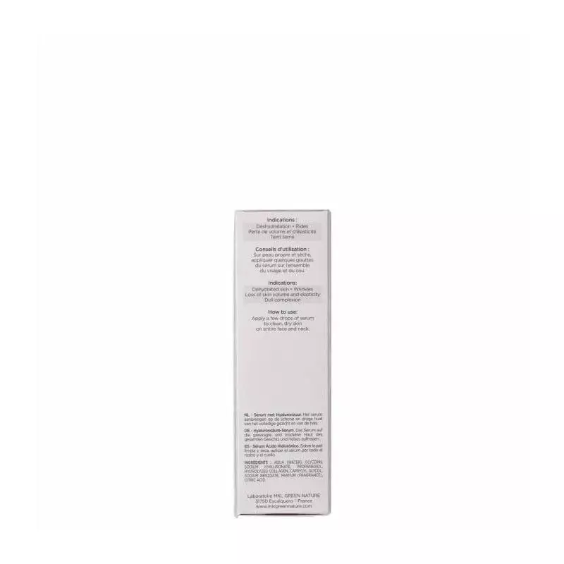 Packshot du MKL Sérum Zacide Hyaluronique 3% - 30ml, flacon compte-gouttes transparent avec étiquett