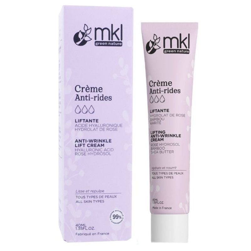 Packshot de la MKL Crème Anti-Rides Liftante Bio pour peaux matures - 40ml, pot blanc avec étiquette