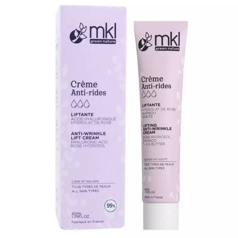 Packshot de la MKL Crème Anti-Rides Liftante Bio pour peaux matures - 40ml, pot blanc avec étiquette