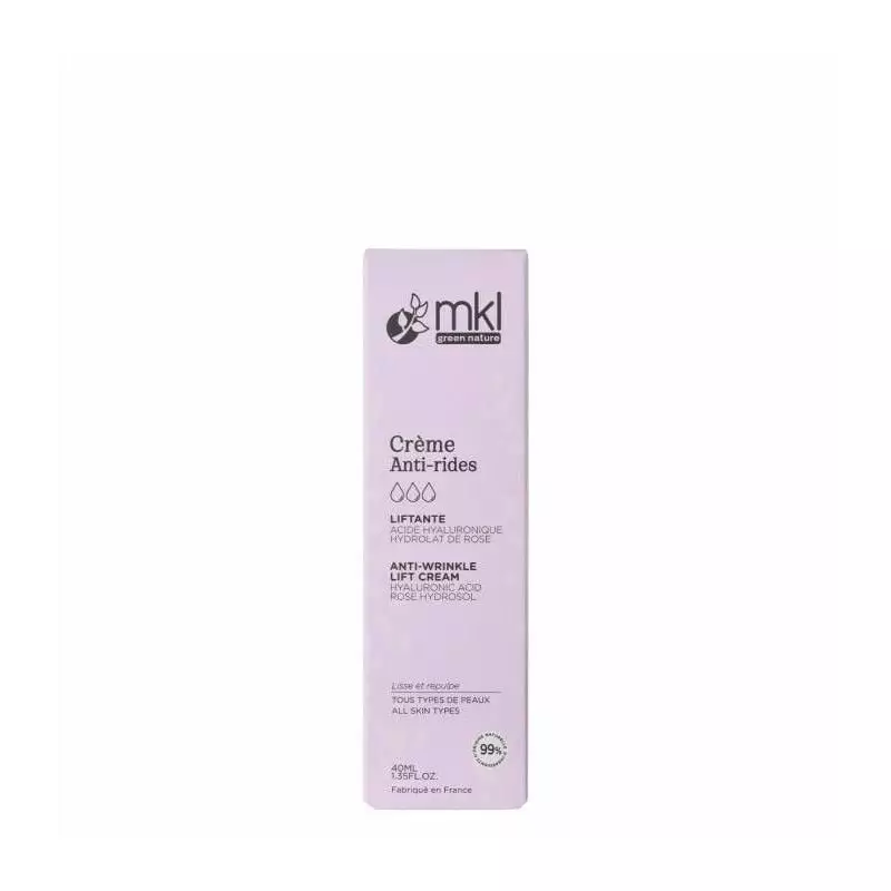 Packshot Crème Anti-Rides Liftante Bio MKL pour peaux matures - 40ml, flacon élégant soin liftant na