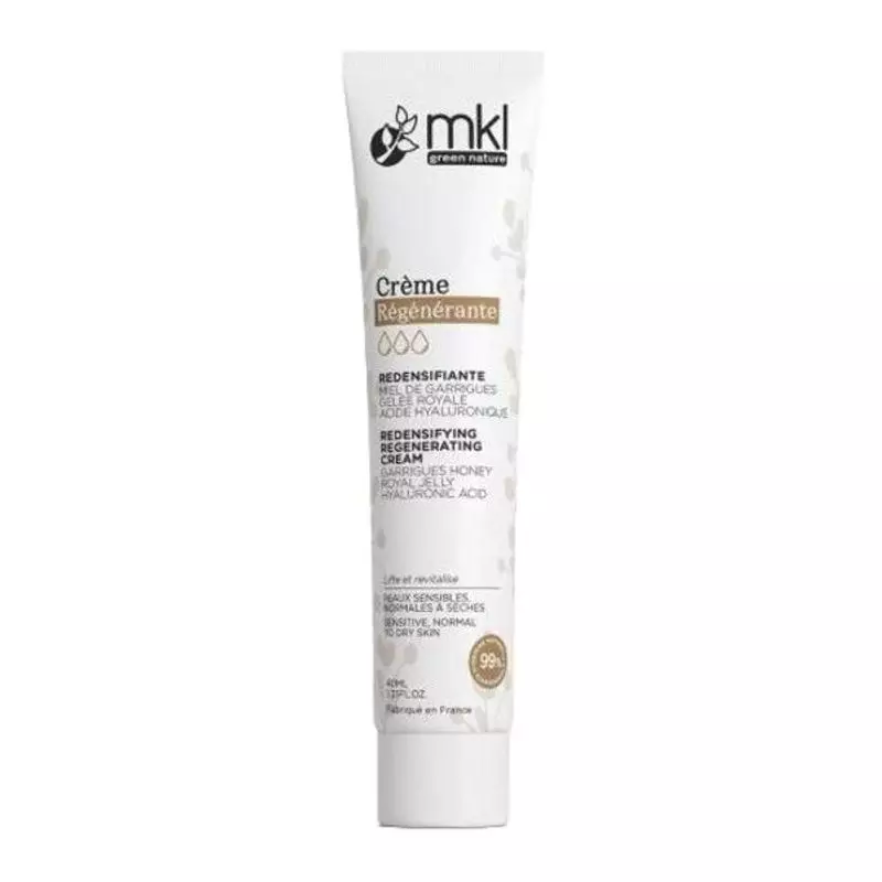 Packshot crème MKL Crème Régénérante Redensifiante au Miel Bio et Gelée Royale 40ml, pot élégant soi