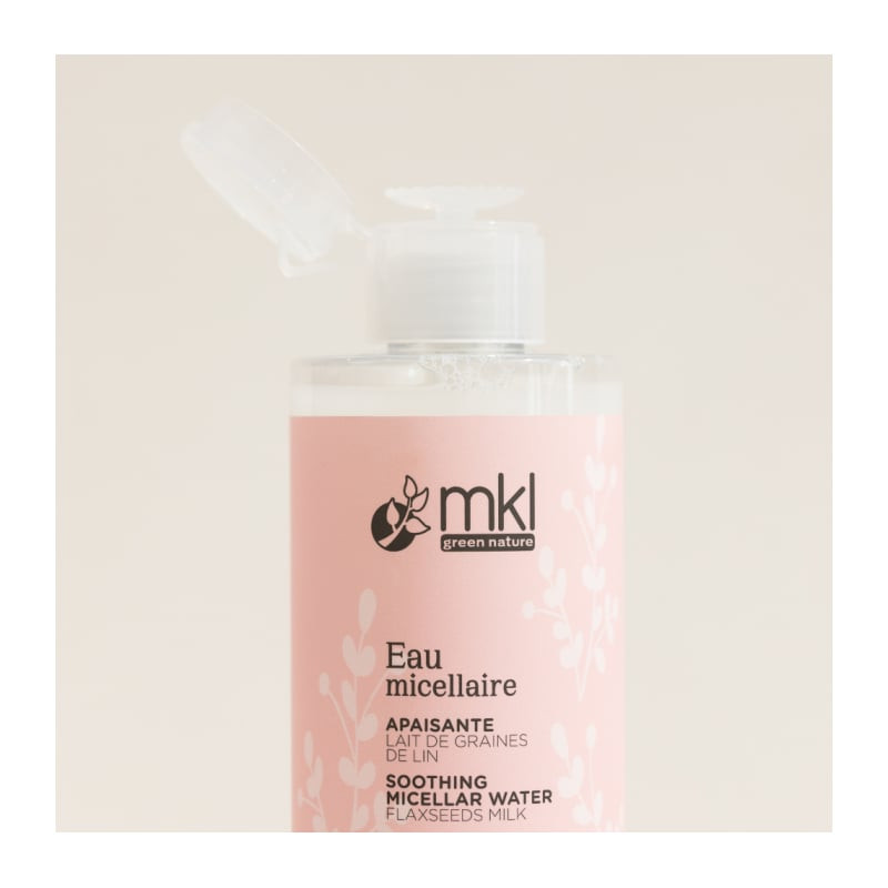 Packshot flacon MKL Eau Micellaire Apaisante Bio pour peaux sensibles - 100ml, soin visage naturel a