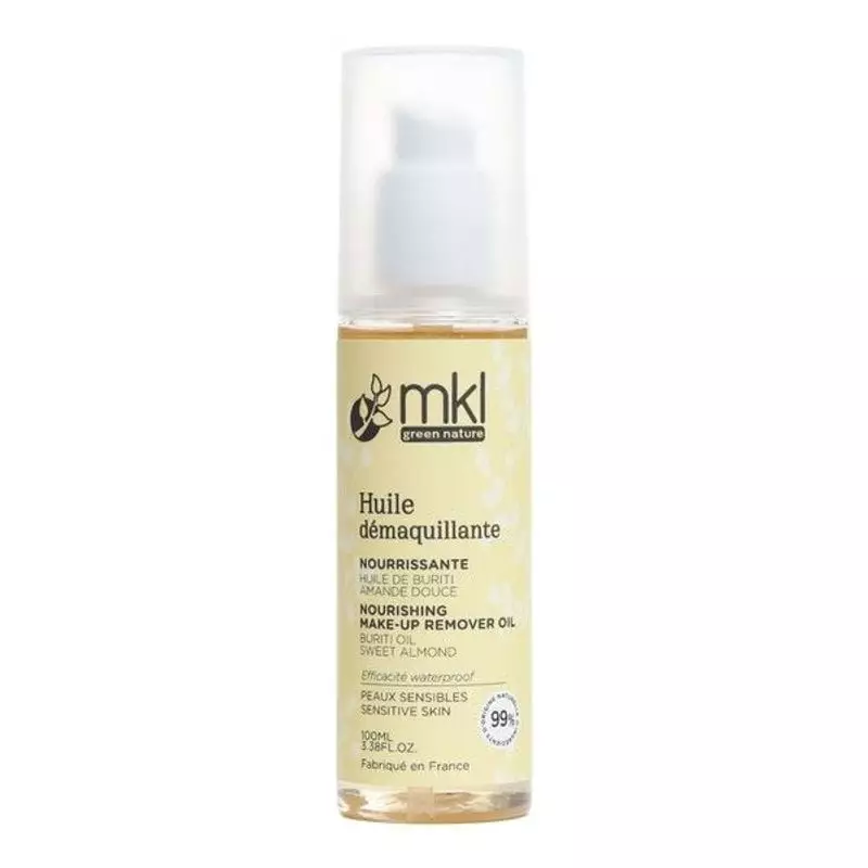 Packshot flacon pompe 100 ml MKL Huile Démaquillante Nourrissante aux huiles BIO, soin naturel pour 
