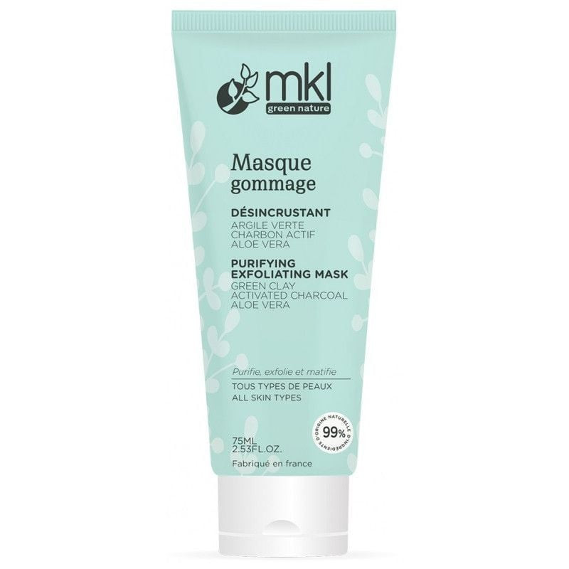 Packshot du tube MKL Masque Gommage Désincrustant Bio purifiant - 75ml, soin visage bio à l'argile v