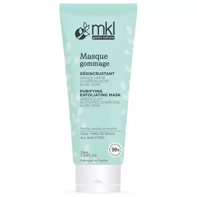 Packshot du tube MKL Masque Gommage Désincrustant Bio purifiant - 75ml, soin visage bio à l'argile v