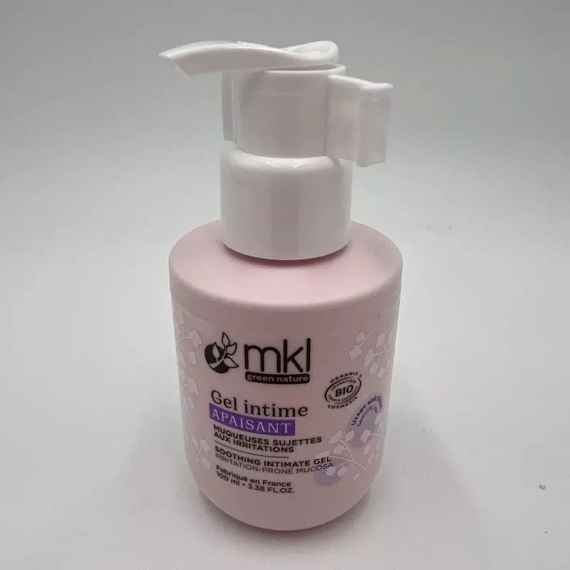 Packshot flacon pompe MKL Gel Intime Apaisant - 100ml, soin bio apaisant pour muqueuses sensibles, f