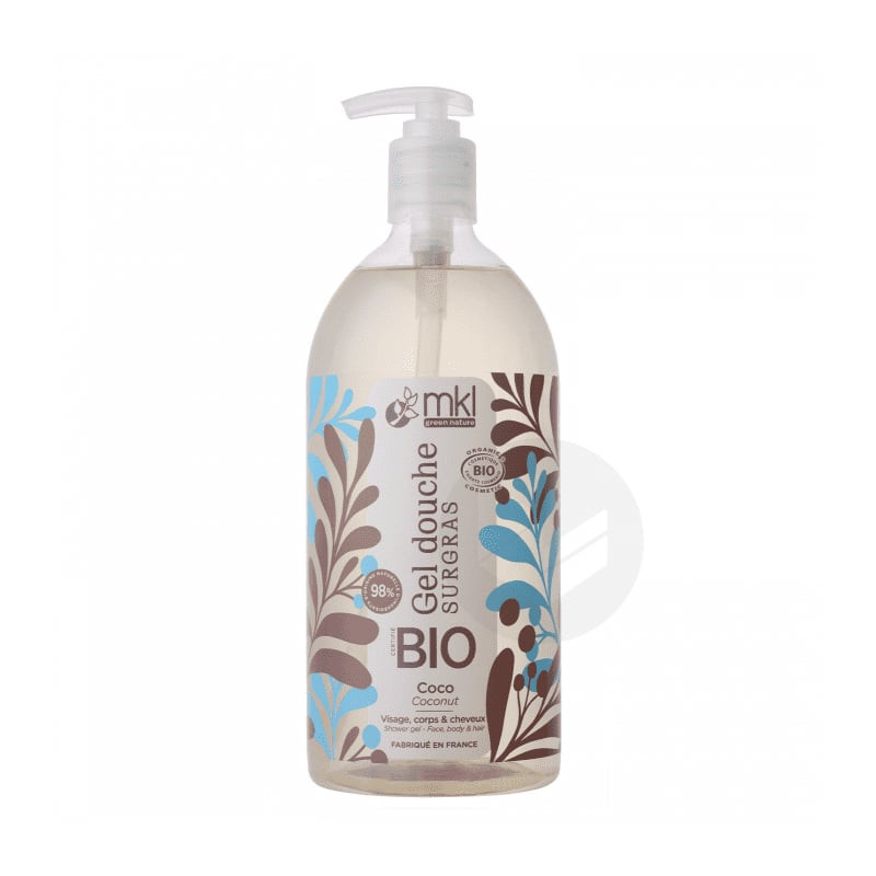 Packshot du MKL Gel Douche Sorbet Coco à la base lavante naturelle - 1L, flacon pompe 1 litre parfum