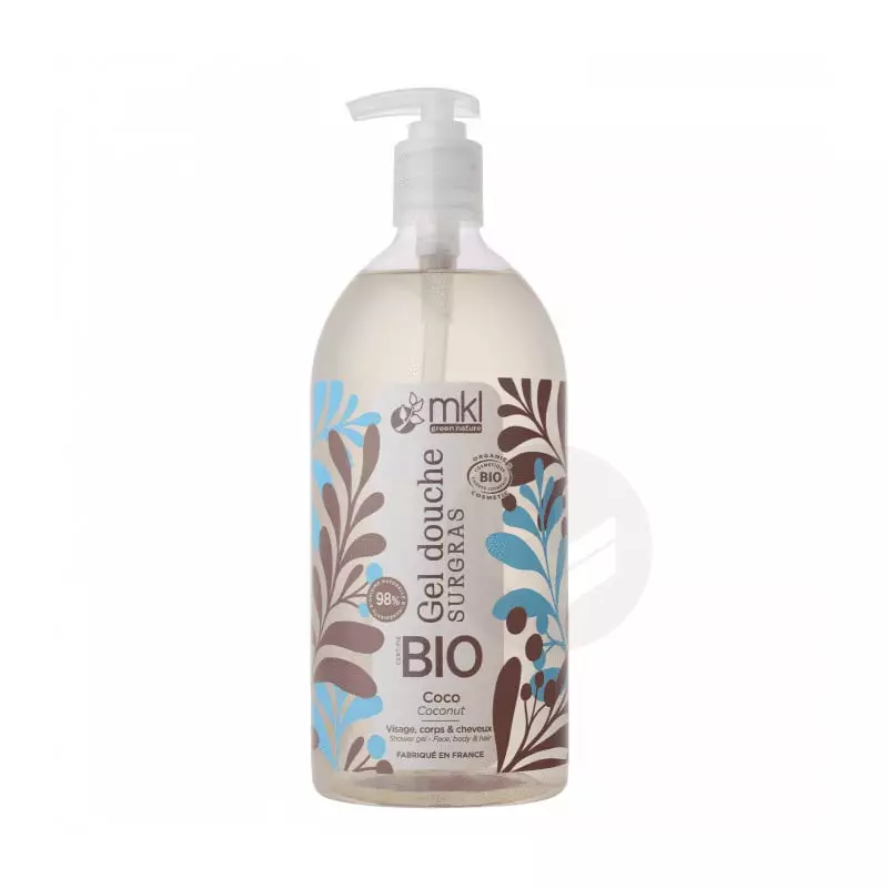 Packshot du MKL Gel Douche Sorbet Coco à la base lavante naturelle - 1L, flacon pompe 1 litre parfum