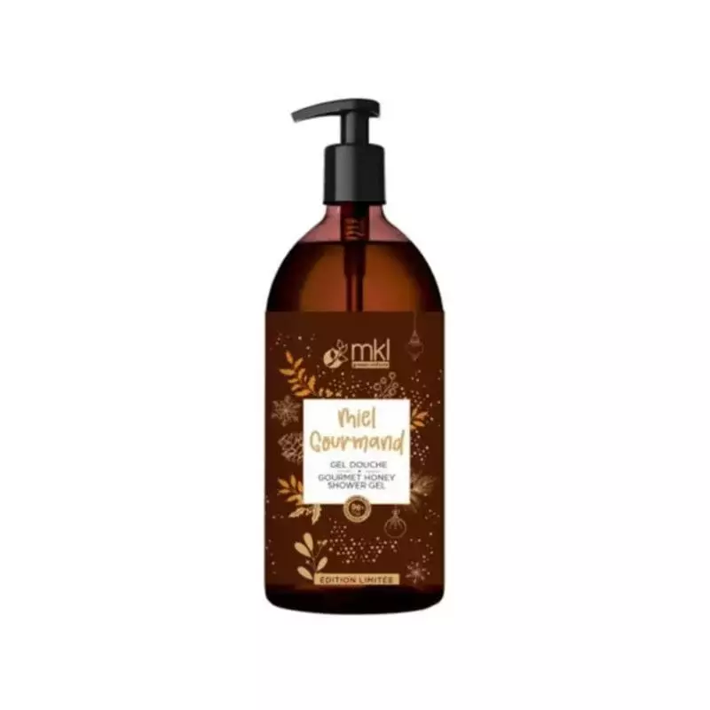 Flacon pompe 1L MKL Gel Douche Miel Gourmand surgras, gel douche naturel au parfum miel sucré et réc