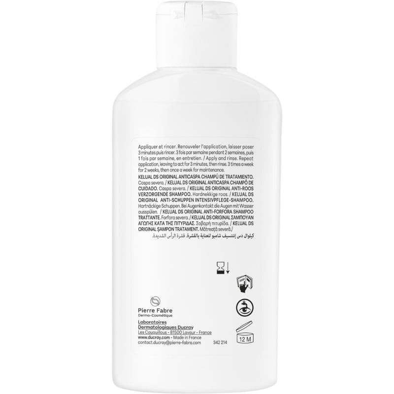 Packshot shampooing Ducray Kelual DS Anti-Pelliculaire Séborégulateur 100 ml, flacon pour pellicules