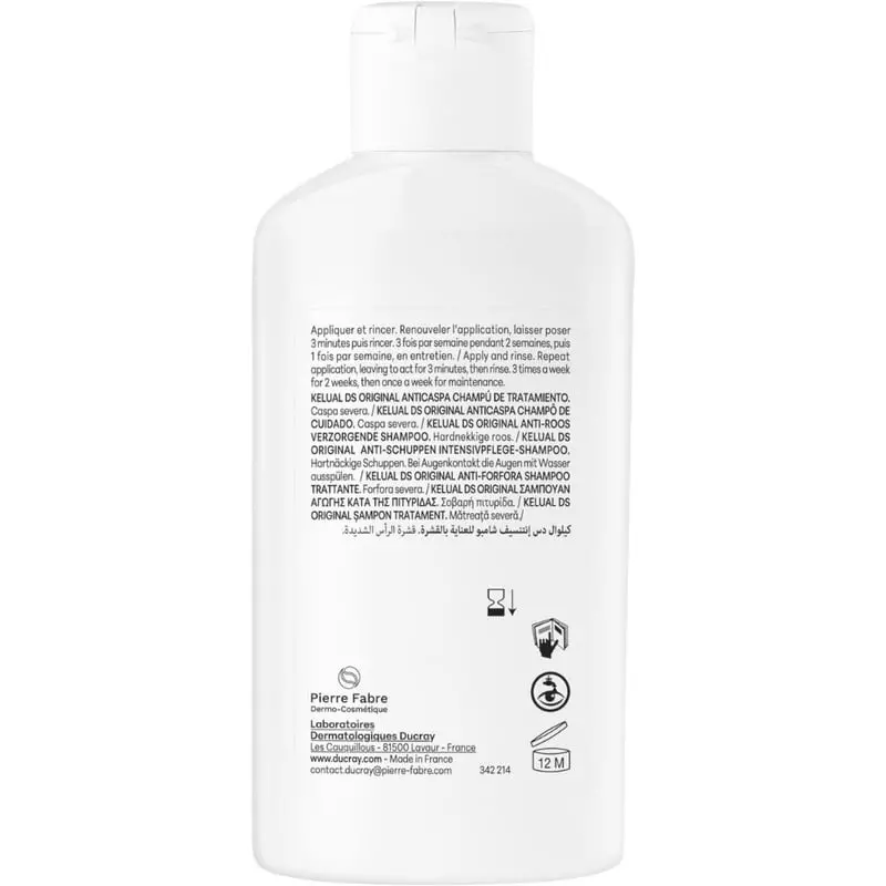 Packshot shampooing Ducray Kelual DS Anti-Pelliculaire Séborégulateur 100 ml, flacon pour pellicules