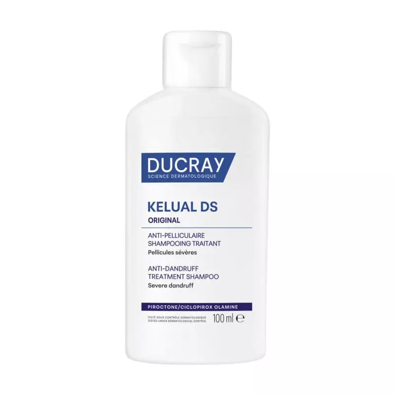 Packshot flacon shampooing Ducray Kelual DS Anti-Pelliculaire Séborégulateur 100 ml pour pellicules 