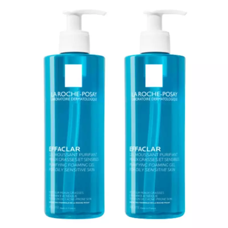 Packshot La Roche Posay Effaclar Gel Moussant Purifiant - 2 x 400 ml, duo flacons purifiants pour pe