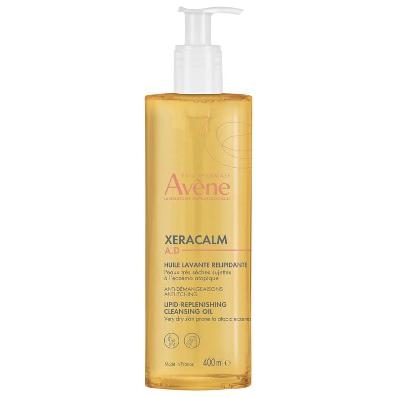 Packshot flacon Avène XeraCalm Huile Lavante sans savon pour peaux atopiques - 1L, soin relipidant p