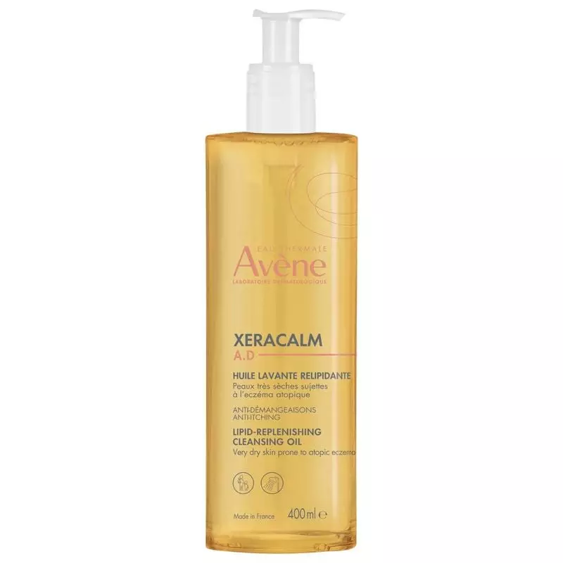 Packshot flacon Avène XeraCalm Huile Lavante sans savon pour peaux atopiques - 1L, soin relipidant p