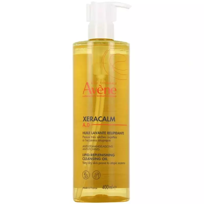 Packshot flacon Avène XeraCalm Huile Lavante sans savon pour peaux atopiques - 1L, soin relipidant p