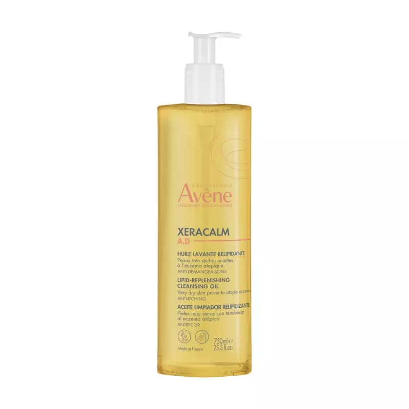 Packshot flacon Avène XeraCalm Huile Lavante sans savon pour peaux atopiques - 1L, soin relipidant a