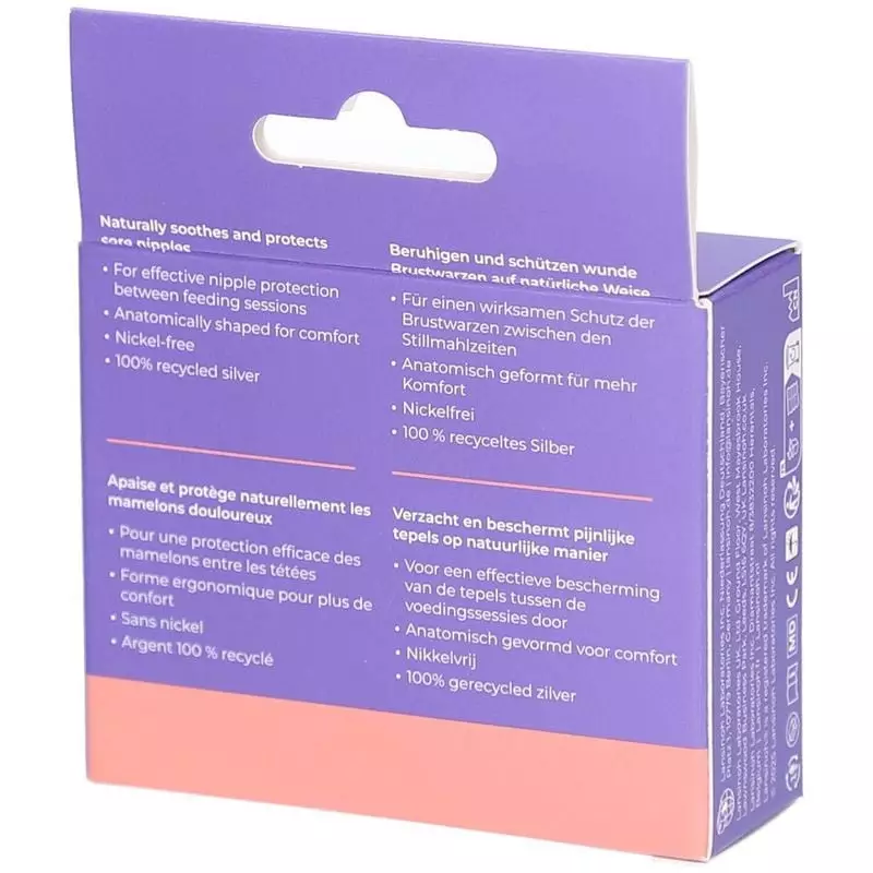 Packshot des Coupelles d'allaitement FORCEONE en argent pur 999 - 2 pièces, coquilles légères et ant