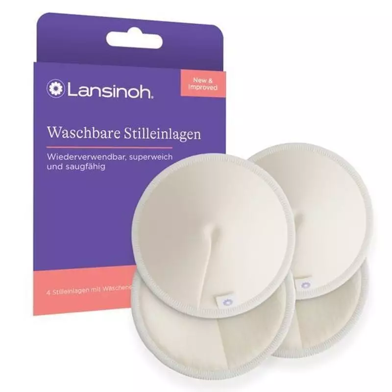 Packshot des coussinets d'allaitement lavables Forceone 4 pièces en bambou organique, ultra-doux et 