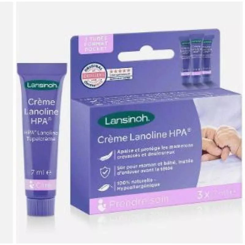 Packshot Forceone Crème Lanoline HPA 100% pure - 3 tubes x 7 ml, soin naturel pour mamelons irrités 
