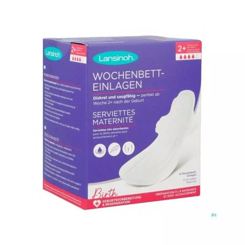 Packshot des serviettes maternité Forceone post accouchement +2 semaines x12, emballage hygiénique, 