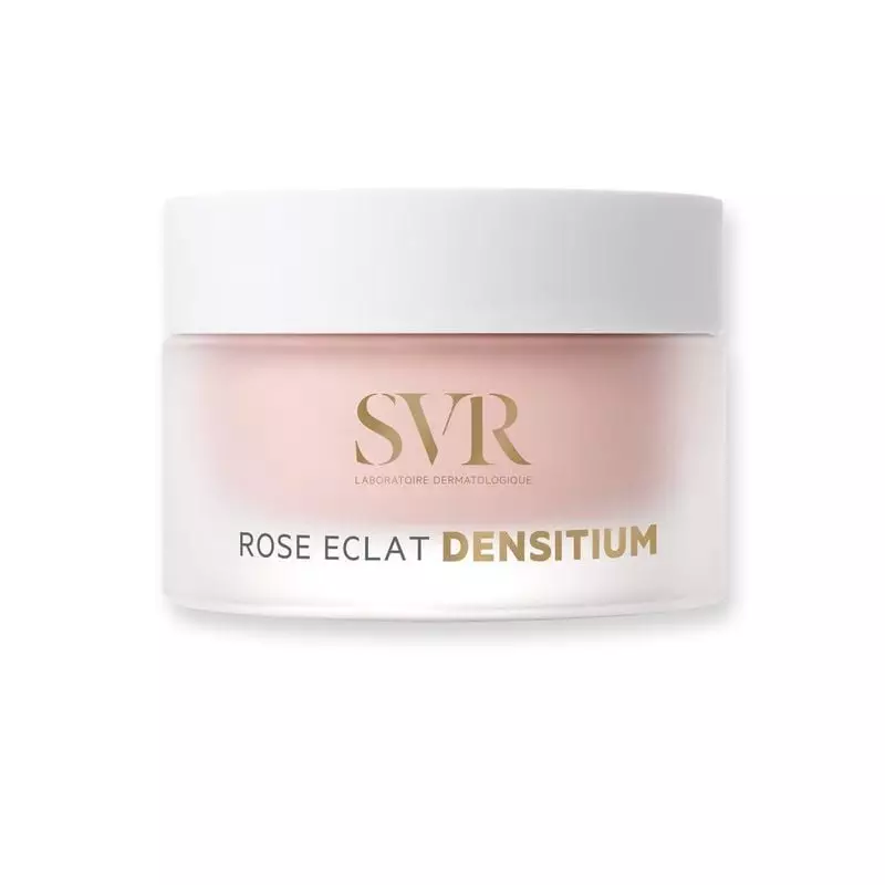 SVR Densitium Rose Éclat Rechargeable 50 ml crème de jour anti-âge en pot verre blanc mat avec étiqu