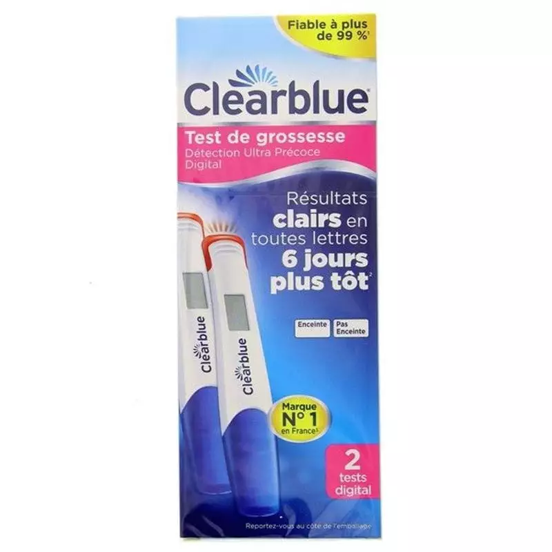 Pack Clearblue Test de grossesse Ultra Précoce Digital : 2 bâtonnets blancs avec affichage digital d