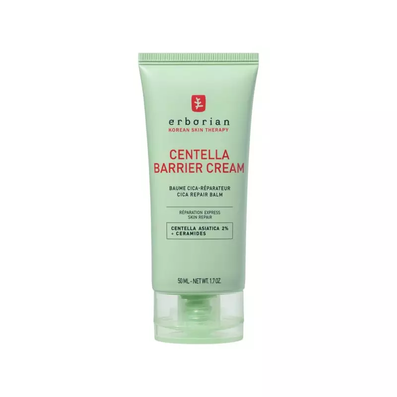 Tube Erborian 945200 Crème Barrière Centella vert clair 50ml, vue avant avec branding Korean Skin Th